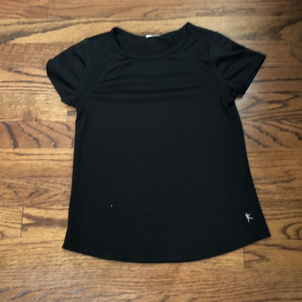 Black Danskin short sleeved workout shirt.